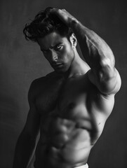 portrait of a man in black and white - generative ai