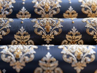 Elegant Matte Royal Damask Patterns in Vintage Baroque Style with Swirling Floral Motifs and Decorative Flourishes