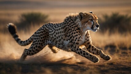 cheetah in serengeti national park - obrazy, fototapety, plakaty