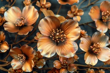 Iridescent Brown Flower Patterns Depicting Nature's Enchanting
