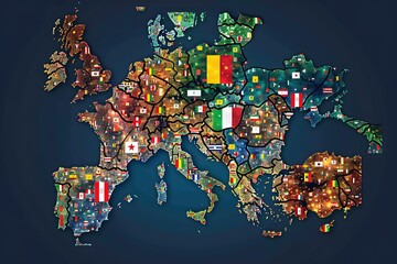 Layered editable vector illustration country map of Italy,which contains colorful country flag version,black silhouette version and defferent pixel versions,can be used as background or material. .