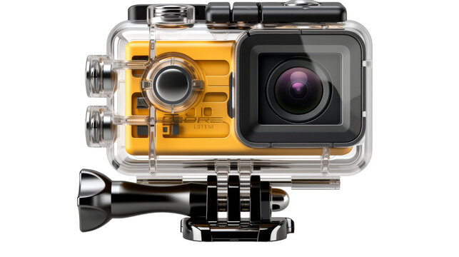 An underwater camera with a tripod ready for aquatic adventures on transparent background