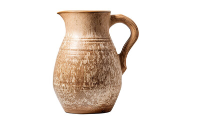 A brown vase stands gracefully on a white table on transparent background