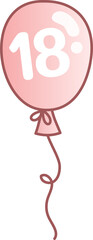 Pink balloon for happy birthday date 18 with transparent background