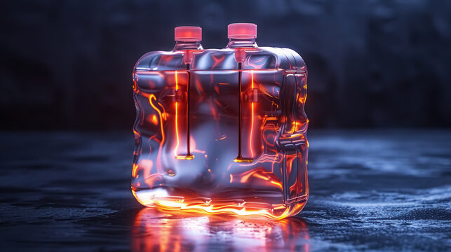 Luminous Red Elixir in Futuristic Canister