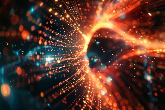 A data visualization of a quantum entanglement experiment, showcasing the instantaneous connection between particles  