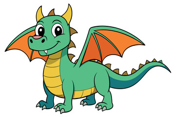 Obraz premium A cartoon dragon with a yellow belly and orange wings