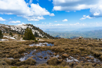 Albania Valamara mountain landscape blue sky view.