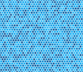 Hexagon background design. Bold rounded hexagons mosaic pattern with inner solid cells. Blue color tones. Regular hexagon shapes. Seamless pattern. Tileable vector illustration.