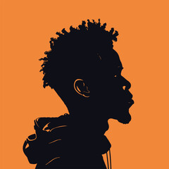 Black African man silhouette vector illustration on isolated background