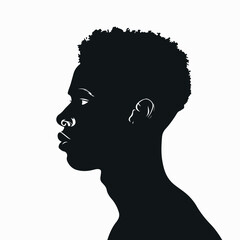 Black African man silhouette vector illustration on isolated background