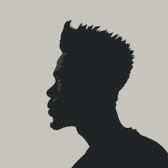 Black African man silhouette vector illustration on isolated background