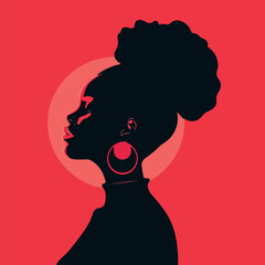 Black African woman silhouette vector illustration on isolated background