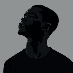 Black African man silhouette vector illustration on isolated background