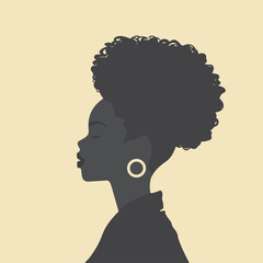 Black African woman silhouette vector illustration on isolated background