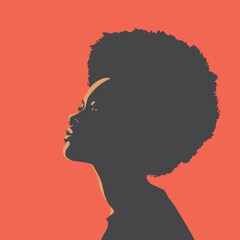 Black African woman silhouette vector illustration on isolated background