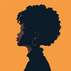 Black African woman silhouette vector illustration on isolated background