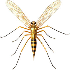 mosquito made of gold,golden mosquito isolated on white or transparent background,transparency 