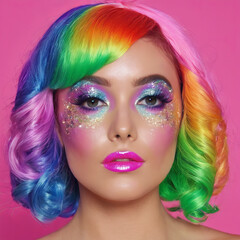 portrait of a woman with colorful makeup