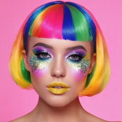 Obraz premium portrait of a woman with colorful makeup
