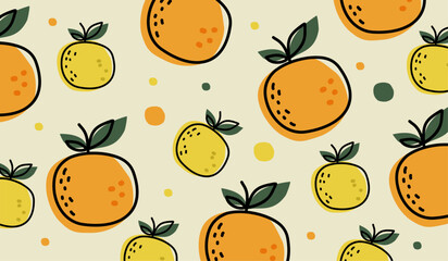 Cute orange fruits pattern background vector design