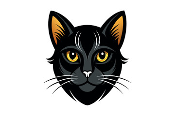 A black cat with yellow eyes is staring at the camera