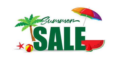 Vector illustration of Summer Sale elements on transparent background