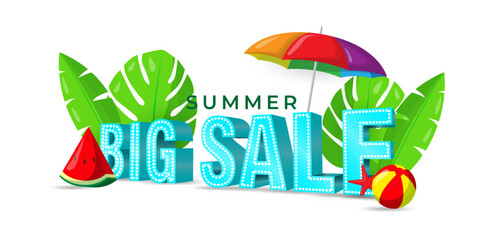Vector illustration of Summer Sale elements on transparent background