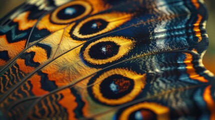 A photorealistic closeup of a butterflys wing, its intricate patterns reflecting the underlying...