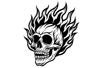 Obraz premium A skull with flames on it