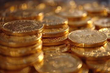 pile of gold coins professional photography