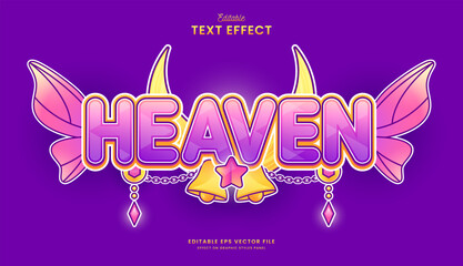 decorative cute heaven moon editable text effect vector design