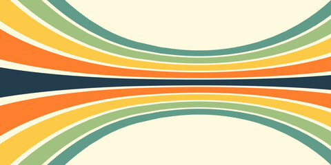 Retrofuturism poster design in trendy retro line style. Modern art poster retro vintage style 70s stripes background template lines shapes vector design