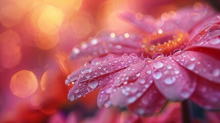 Fototapeta premium Glistening Dewdrops on Petal, generative ai