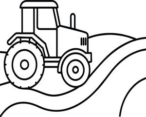 Tractor coloring pages. Vehicles line art.