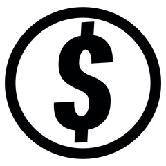 Dollar sign inside of circle. Illustration of payment and money sign, icon.
