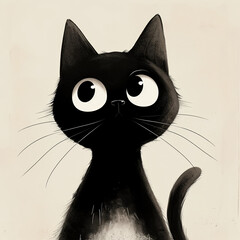 Black cat carton illustration