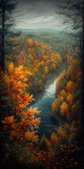 Forest illustration in Autumn