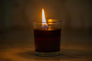 Relaxing and peaceful scene with burning aromatic candle