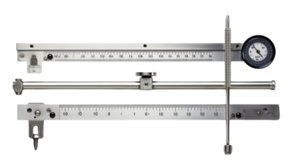 A colorful array of measuring tools arranged neatly on a pristine white background on transparent background