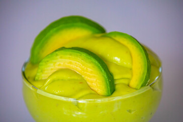 Delicious sweet avocado cream dessert. Isolated