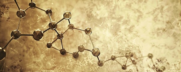 A vintage scientific illustration of a molecule, showcasing the historical understanding of the molecular world   - obrazy, fototapety, plakaty