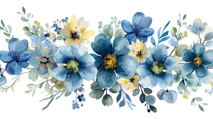 Watercolor blue-green theme floral bouquet arrangement collection