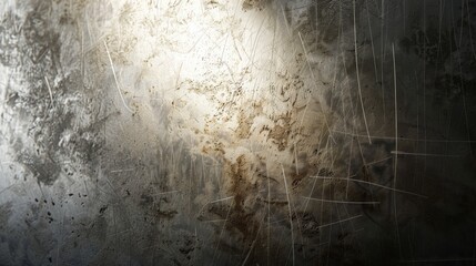 Brushed aluminum background with subtle scratches and a soft, warm light reflecting off the surface  