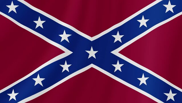 Confederate States Waving Flag. Realistic Flag Animation. Seamless Loop Background.