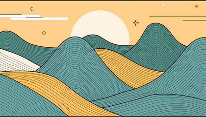 Abstract Line art and simplified illustration style background on digital art concept, Generative AI.