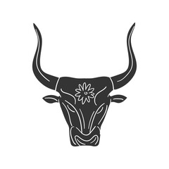 Greek Bull Icon Silhouette Illustration. Ancient Vector Graphic Pictogram Symbol Clip Art. Doodle Sketch Black Sign. - obrazy, fototapety, plakaty