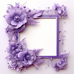  dark purple square frame in floral design light