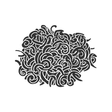 Gobbetti Icon Silhouette Illustration. Italian Pasta Vector Graphic Pictogram Symbol Clip Art. Doodle Sketch Black Sign.