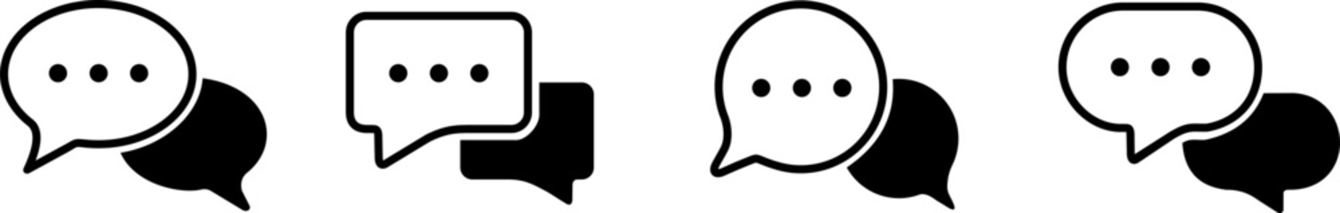 Chat message icon set, Chat speech bubble, Social media message. Vector illustration.